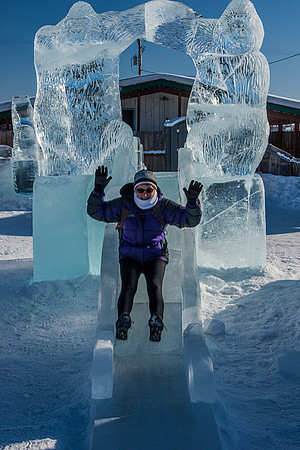 Susan on Ice Slide